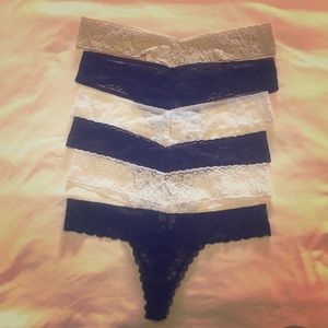 Six Miscellaneous Lace Thongs. Size Medium. New